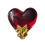 Givenchy Vintage  Cherub Lucite Heart Brooch Jewelry RARE Rhinestone Pin Gold Red Photo 2