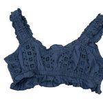 American Eagle  Outfitters Blue Ruffled Crop Tank Top Photo 3