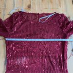 Lulus NWOT Sheer Fascination Burgundy Sheer Mesh Sequin Fringe Maxi Dress Photo 7