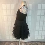 Row A Black Velvet Ruffled Chiffon Skirt Lined Mini Party Dress Size Large Photo 5