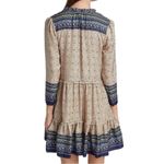 Veronica Beard  Lumi 100% silk dress ruffle hem knee length tan navy size 14 NEW Photo 1