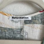 Reformation Carmelo Linen Wrap Mini Dress in Vacaciones Novelty Print Photo 6