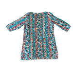 Lands' End  3/4 Sleeve Floral Pattern Button-Up Front Tunic Swim Cover-Up - Large Photo 4