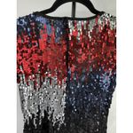 Sequin Romper Women's Long Sleeve Plunge V Neck Dance Cheer Club Mini Sz MED Red Photo 5