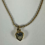 Christian Dior Christian Dior Gold Tone Heart Shape Rhinestone Pendant Necklace Photo 0