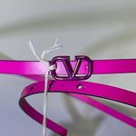Valentino Garavani V Logo Skinny Belt Fuchsia Purple Leather Size 90 New Photo 3
