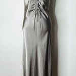 ZARA Green Gray Satin Maxi Slip Dress Photo 1