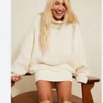 Free People Cocoa Turtleneck Oversized Ivory/Cream Sweater Tunic Dress XS Photo 1