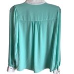 Forever 21  Mint & White Button Down Long Sleeve Collared Top Size S Photo 7