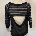 Rampage Black Shimmer Sheer Blouse Open Back Women’s Size Medium Photo 1