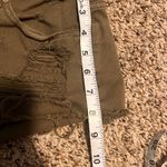 Garage  Olive Green Distressed‎ Denim Shorts | Size 01 | Ripped Raw Hem Photo 4