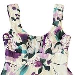 Connected Apparel CONNECTED floral dress size 8 white purple lined pleated padded bust zipper Photo 3