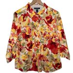 Karen Scott Floral Print 3/4 Sleeve  Collared‎ Button Down Blouse Photo 0