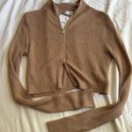 Adika  Beige Double Zipper Ribbed Long Sleeve Jacket Photo 1