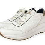 Geox size 10 White quilted leather sneakers athletic comfort fashion leopard Photo 0