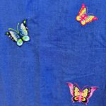 Vintage Linen Blend Butterfly Embroidered Shift Dress Size 10 Blue Photo 2