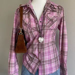 Cruel Girl  Pink Plaid Button-Up Shirt Size L Photo 0