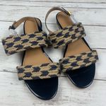 Tory Burch Lola Jute Sandals Woven Nautical Summer Boho Blue Heeled Navy Blue Photo 3