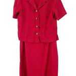 Coldwater Creek Maroon Red Artsy Linen Blend Midi Dress Jacket 2pc Set Size 1X Photo 0