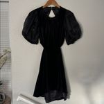 Bardot  Marina Black Velvet Backless Puff Sleeve Mini Dress Holiday Glam Party Photo 4