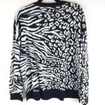 Bar III Womens Sweater Animal Print Crew Neck Cotton Blend Black White 2X Photo 2