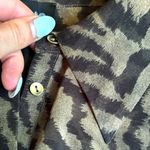 Retrofête Retrofete Sheer Silk Button Up Shirt Animal Print Tiger black tan Size Large Photo 2