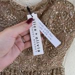 Alice + Olivia NWT  Embellished Lace Midi Alma Sequin Gold Dress Scallop Cocktail Photo 9
