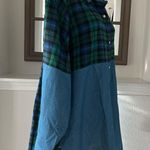 Miss Lili Plaid Denim Shirt Button Photo 3