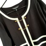 Ming Wang NWT  Contrast Trim Black White Knit Dress Gold Button / Chain Size XL Photo 5