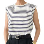 J.Crew  Structured Muscle T-shirt in Stripe Mariner Cotton Size Large Photo 0