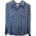 Juicy Couture Button Down Shirt Long Sleeve Polka Dot Navy Blue Black XSmall Photo 0