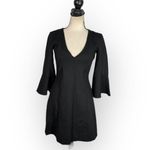 Amanda Uprichard Fresno Mini Dress Women's Small Black Bell Sleeves A-Line RTR Photo 2