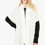 Love Token $174  Ivory‎ Knit Tiffany Duster Cardigan Rabbit fur trimming Photo 0