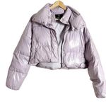Unreal Fur Fractals Frosted Lilac Purple Cropped Puffer Jacket Size Small Photo 0