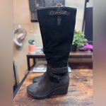 UGG  Lesley Tall Leather Wedge Boots. Black Size 6 Photo 2