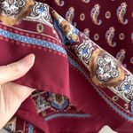 Sienna Sky  Maroon/Blue/Tan Paisley Print Short Sleeve Blouse, Size Medium Photo 5