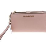Michael Kors Jet Set Travel Blossom Pale Pink Leather Double Zip Wallet Wristlet Photo 1