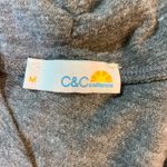 C&C California  Heather Gray Long Sleeve Deep V Mini‎ Dress M Boho Loungewear Photo 4