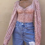 Urban Outfitters UO Old Soul Smocked Top Mauve Pink ish Leopard Cheetah Crop Top Photo 0
