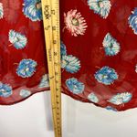 Urban Outfitters Pins & Needles Red Floral Top Womens Medium Short Sleeve Sheer Boho Indie Layer Photo 3
