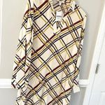 Forever 21 NWT  Contemporary Cream Black Stripes Geometric Dress Size Large Photo 3