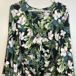 Show Me Your Mumu  Floral Bell Sleeve Wrap Front Tropical Romper Size Small Photo 3