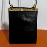 Clara Studio for Asymmetry Vtg Black Lizard Embossed Leather Bag 24K Gold Handle Photo 2