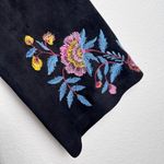 ZARA  Black Embroidered Floral Mini Dress Medium Faux Suede High Neck 3/4 Sleeves Photo 6