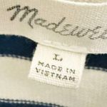 Madewell | Horizontal Stripe Knit Shirt Dress Blue Cream 3/4 Sleeve | Size Large Photo 6