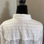 Gap  Button Down White Eyelet Detail Lace Blouse Shirt Cotton Long‎ Sleeve Summer Photo 6
