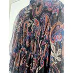 ZARA  Black Chiffon Floral Paisley High Neck Long Sleeve Mini Dress Size S Photo 6