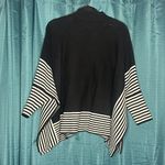 P. Luca Milano Black Striped Knit Sweater Poncho L/XL Cozy Boho Chic Pullover Size L Photo 2