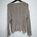 American Eagle Crop Sweater Womens SZ S Taupe Open Cable Knit Chenille Pullover Photo 2