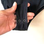 Pink Rose  | Black Ribbed V-neck Short Sleeve Bodysuit Sz M Photo 3